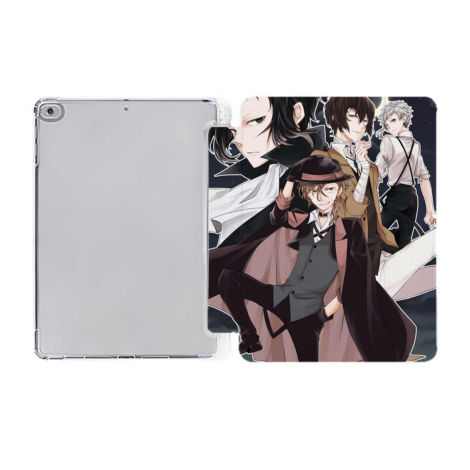 （画像用） 文豪ストレイドッグス Bungo Stray Dogs IPad ケース ペン収納付き 三つ折りスタンド PUレザー×シリコン 対応機種9.5/10.5/10.9インチ